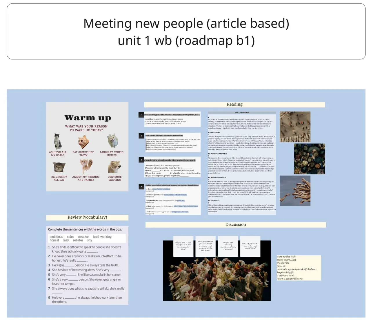 Miro board — the “Meeting new people” lesson