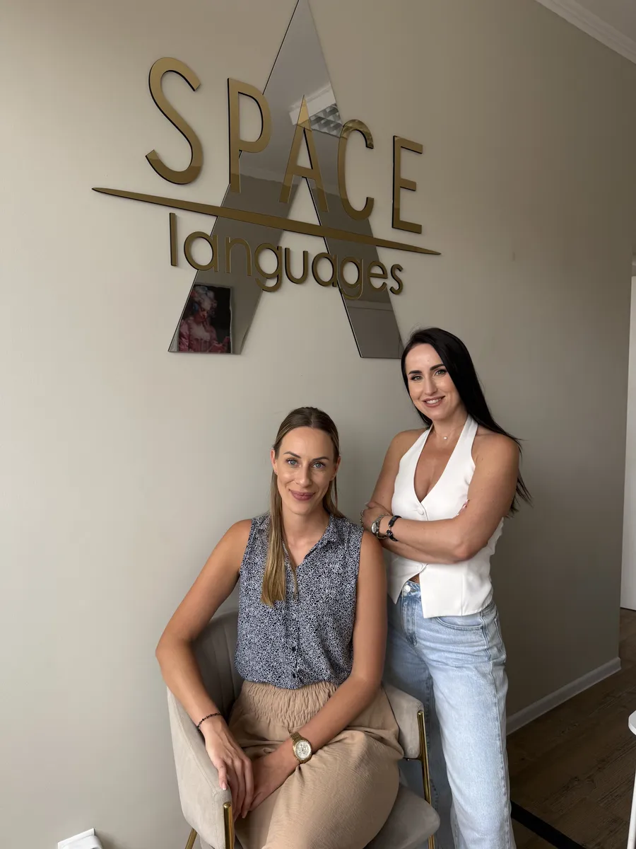Nastia with psychologist Katarzyna in the school space
